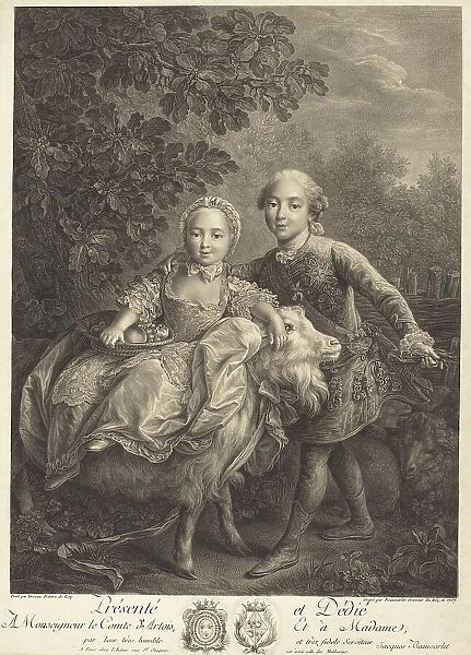 The Comte d'Artois and His Sister Mademoiselle Clotilde, 1767. Creator: Jacques Firmin Beauvarlet
