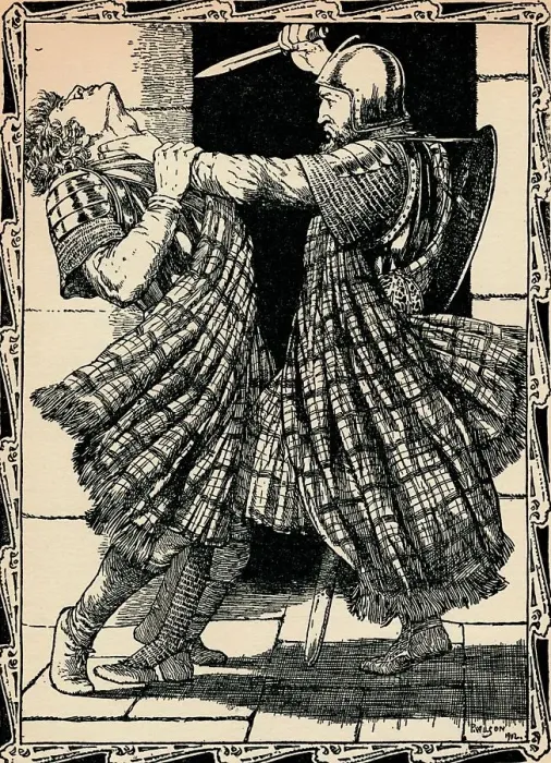 Framed Print : Comyn Stabbed By Bruce, 1902. Artist: Patten Wilson Framed Print : Comyn Stabbed By Bruce, 1902. Artist: Patten Wilson