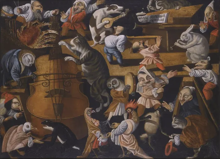Framed Print : A concert of animals, birds and stylised figures, Second Half of the 17th cen Framed Print : A concert of animals, birds and stylised figures, Second Half of the 17th cen