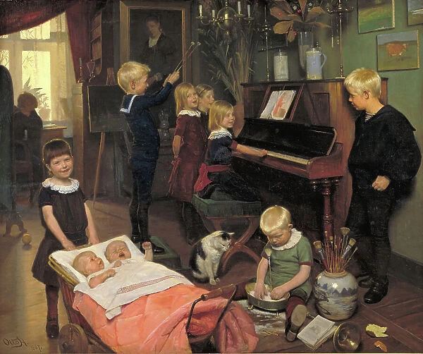 A Concert: The Artist's Children and their Playmates, 1887. Creator: Otto Haslund