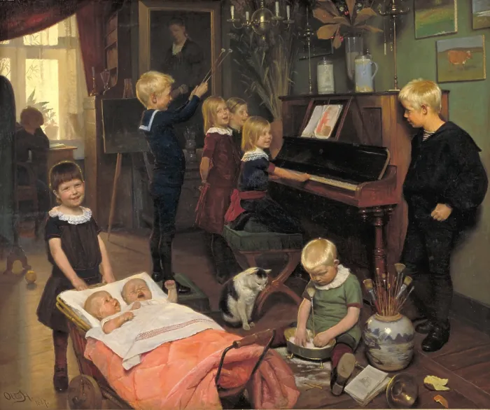 Framed Print : A Concert: The Artist's Children and their Playmates, 1887. Creator: Haslund, Otto Carl Bentzon (1842-1917). A Concert: The Artist's Children and their Playmates, 1887. Creator: Haslund, Otto Carl Bentzon (1842-1917) Framed Print : A Concert: The Artist's Children and their Playmates, 1887. Creator: Haslund, Otto Carl Bentzon (1842-1917). A Concert: The Artist's Children and their Playmates, 1887. Creator: Haslund, Otto Carl Bentzon (1842-1917)