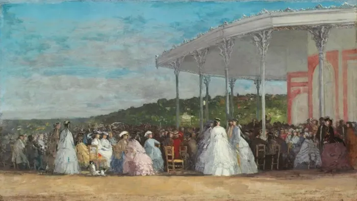 Framed Print : Concert at the Casino of Deauville, 1865. Creator: Eugene Louis Boudin Framed Print : Concert at the Casino of Deauville, 1865. Creator: Eugene Louis Boudin