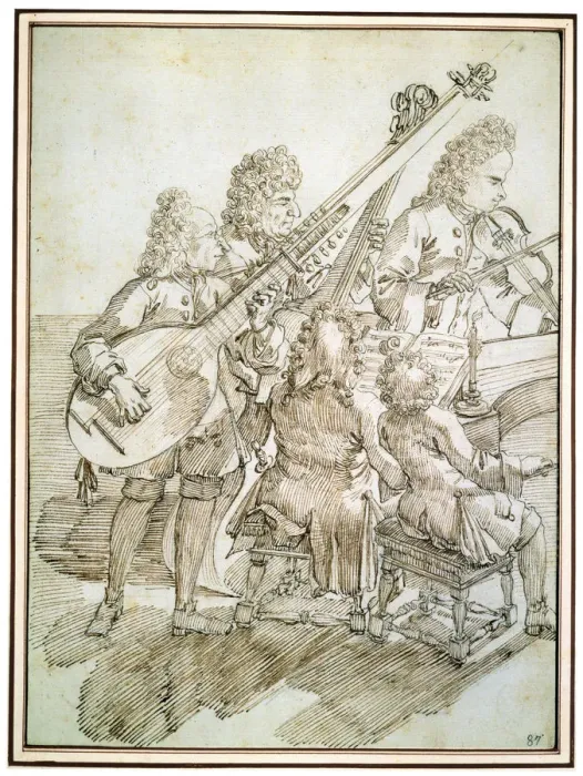 Framed Print : A Concert, late 17th or 18th century. Artist: Pier Leone Ghezzi Framed Print : A Concert, late 17th or 18th century. Artist: Pier Leone Ghezzi