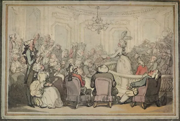 Framed Print : The Concert. From Matthew Brambles Trip to Bath. c1780-1820, (1923). Artist: Thomas Rowlandson Framed Print : The Concert. From Matthew Brambles Trip to Bath. c1780-1820, (1923). Artist: Thomas Rowlandson