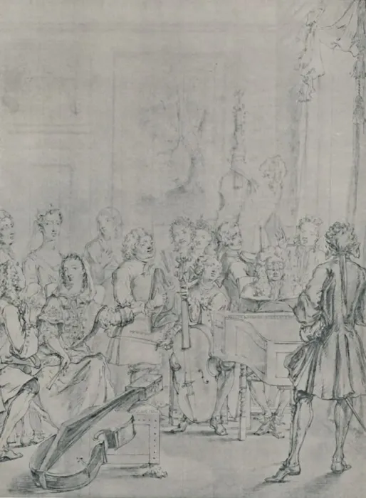Framed Print : A Concert in a Noblemans House, 1736, (1920). Artist: Marcellus Laroon the Younger Framed Print : A Concert in a Noblemans House, 1736, (1920). Artist: Marcellus Laroon the Younger