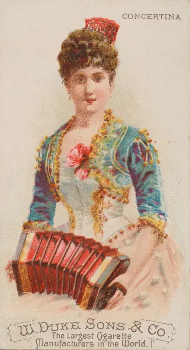 Framed Print : Concertina, from the Musical Instruments series (N82) for Duke brand cigarettes, 1888
