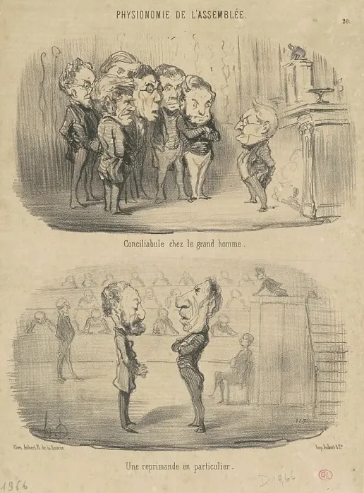 Framed Print : Conciliabule chez le grand homme, 19th century. Creator: Honore Daumier Framed Print : Conciliabule chez le grand homme, 19th century. Creator: Honore Daumier