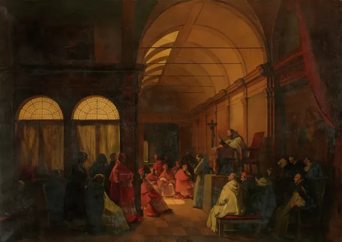 Framed Print : Before the Conclave, 1833. Creator: Francois-Marius Granet Framed Print : Before the Conclave, 1833. Creator: Francois-Marius Granet
