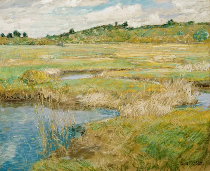 Framed Print : The Concord Meadow, c. 1890. Artist: Hassam, Childe (1859-1935) Framed Print : The Concord Meadow, c. 1890. Artist: Hassam, Childe (1859-1935)