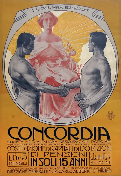 Framed Print : Concordia Assicurazioni, c1906. Creator: Metlicovitz, Leopoldo (1868-1944) Framed Print : Concordia Assicurazioni, c1906. Creator: Metlicovitz, Leopoldo (1868-1944)