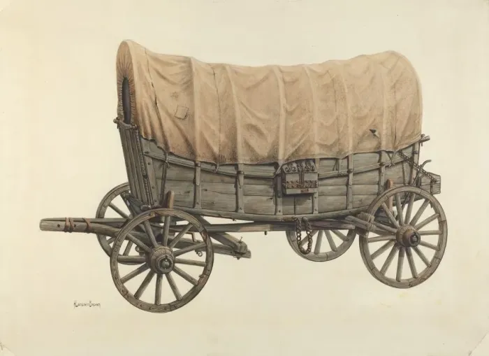 Framed Print : Conestoga Wagon, 1938. Creator: H. Langden Brown Framed Print : Conestoga Wagon, 1938. Creator: H. Langden Brown
