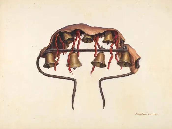 Framed Print : Conestoga Wagon Bells, 1935 / 1942. Creator: Samuel W. Ford Framed Print : Conestoga Wagon Bells, 1935 / 1942. Creator: Samuel W. Ford