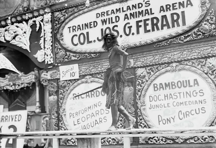 Framed Print : Coney Island, A Free Show, between c1910 and c1915. Creator: Bain News Service Framed Print : Coney Island, A Free Show, between c1910 and c1915. Creator: Bain News Service