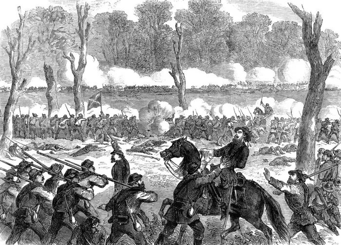 Framed Print : Confederate General Hood wounded at the battle of Chickamauga, American Civil War, 1863 Framed Print : Confederate General Hood wounded at the battle of Chickamauga, American Civil War, 1863