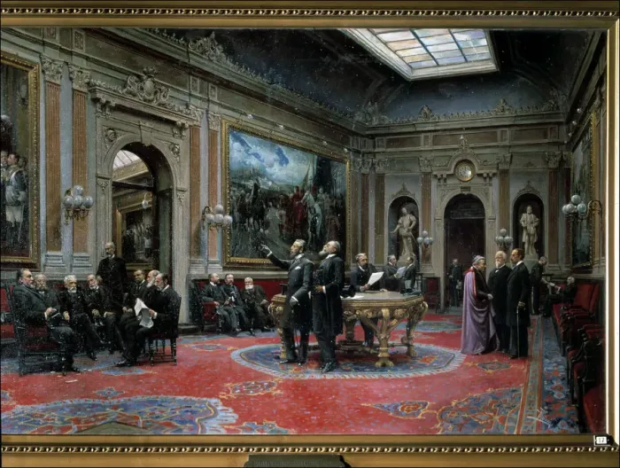 Framed Print : Conference of the Senate in March 1904 Oil by Asterio Mananos Framed Print : Conference of the Senate in March 1904 Oil by Asterio Mananos