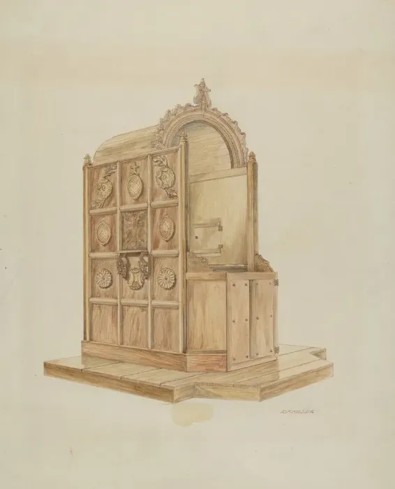 Framed Print : Confessional, c. 1936. Creator: Randolph F Miller Framed Print : Confessional, c. 1936. Creator: Randolph F Miller