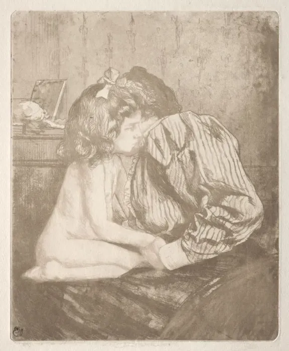 Framed Print : Confidences, from A New Sentimental Education, 1901. Creator: Charles Maurin (French, 1856-1914) Framed Print : Confidences, from A New Sentimental Education, 1901. Creator: Charles Maurin (French, 1856-1914)