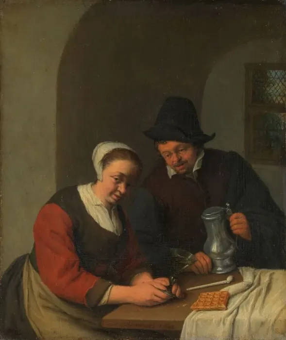 Framed Print : A Confidential Chat, 1672. Creator: Adriaen van Ostade Framed Print : A Confidential Chat, 1672. Creator: Adriaen van Ostade