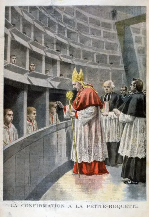 Framed Print : Confirmation at the prison de petite roquette for children, Paris, 1896. Artist: Oswaldo Tofani Framed Print : Confirmation at the prison de petite roquette for children, Paris, 1896. Artist: Oswaldo Tofani