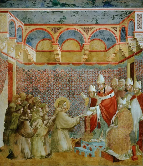 Framed Print : Confirmation of the Rule by Innocent III. (from Legend of Saint Francis), 1295-1300. Creator: Giotto di Bondone (1266-1377) Framed Print : Confirmation of the Rule by Innocent III. (from Legend of Saint Francis), 1295-1300. Creator: Giotto di Bondone (1266-1377)