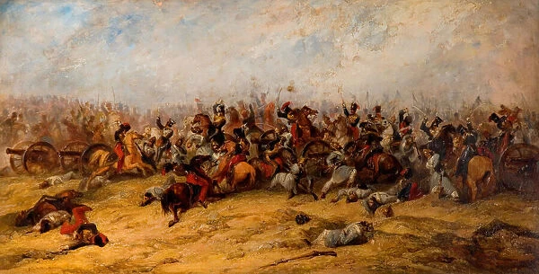 The Conflict at the Guns, Balaclava, 1854. Creator: George Jones