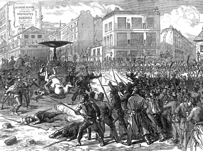 Framed Print : The Conflict in Paris: encounter on the Place Pigalle, 1871. Creator: Unknown Framed Print : The Conflict in Paris: encounter on the Place Pigalle, 1871. Creator: Unknown