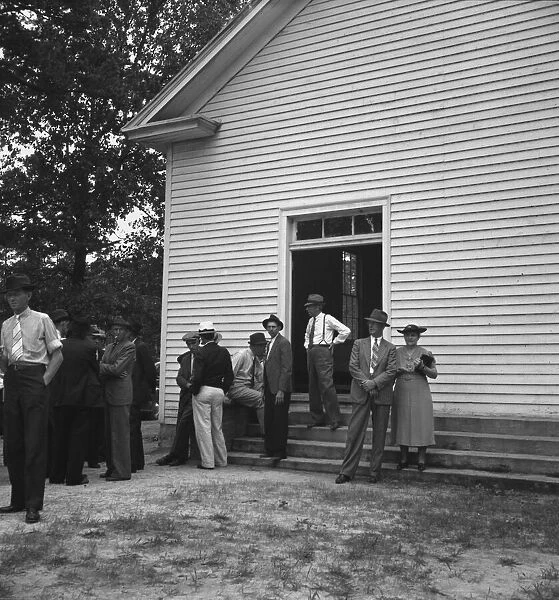 Congregation entering church, Wheeleys Church, Person County, North Carolina, 1939. Creator: Dorothea Lange