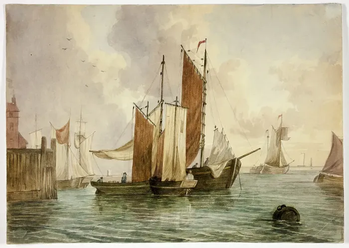 Framed Print : Congregation of Ships in Port, 1800-1899. Creator: Unknown Framed Print : Congregation of Ships in Port, 1800-1899. Creator: Unknown