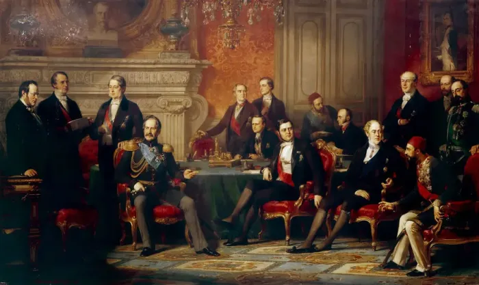 Framed Print : The Congress of Paris in 1856. Artist: Dubufe, Edouard Louis (1819-1883) Framed Print : The Congress of Paris in 1856. Artist: Dubufe, Edouard Louis (1819-1883)