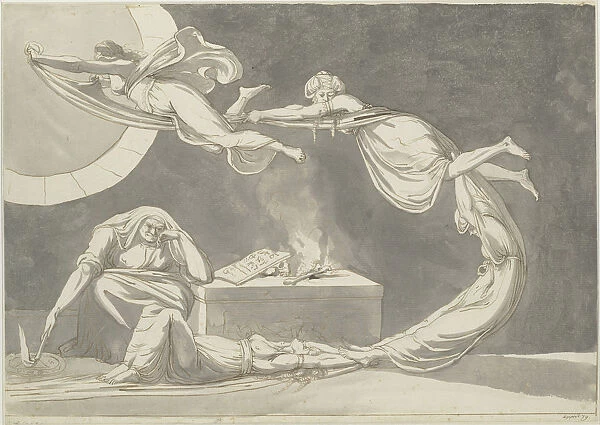 Conjuration scene with a witch at the altar, 1779. Creator: Füssli (Fuseli), Johann Heinrich