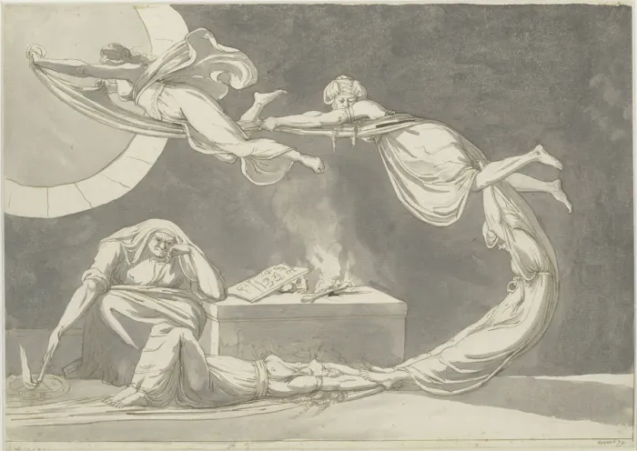 Framed Print : Conjuration scene with a witch at the altar, 1779. Creator: Füssli (Fuseli), Johann Heinrich Framed Print : Conjuration scene with a witch at the altar, 1779. Creator: Füssli (Fuseli), Johann Heinrich