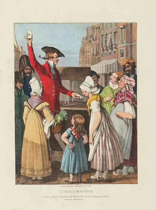 Framed Print : The Conjurer. From: Twenty four subjects exhibiting the costume of Paris, 1822. Creator: Chalon; John James (1778-1854) Framed Print : The Conjurer. From: Twenty four subjects exhibiting the costume of Paris, 1822. Creator: Chalon; John James (1778-1854)