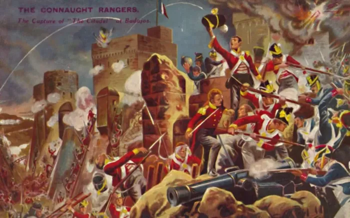 Framed Print : The Connaught Rangers. The Capture of The Citadel at Badajoz, 1812, (1939) Framed Print : The Connaught Rangers. The Capture of The Citadel at Badajoz, 1812, (1939)
