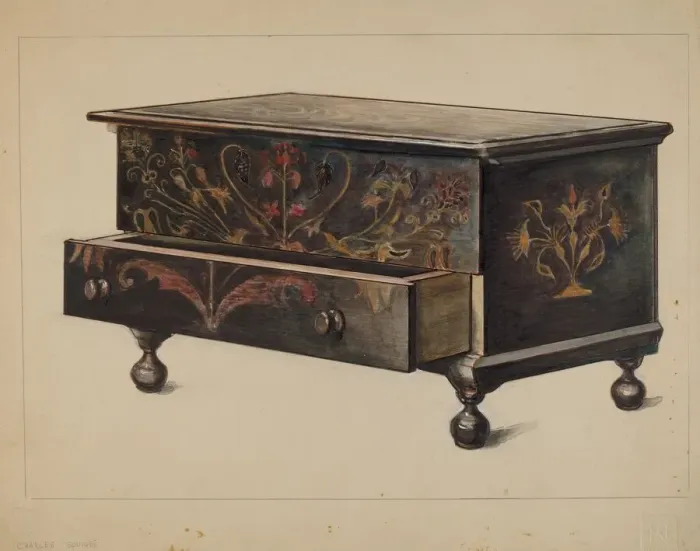 Framed Print : Connecticut Chest, 1935 / 1942. Creator: Charles Squires Framed Print : Connecticut Chest, 1935 / 1942. Creator: Charles Squires