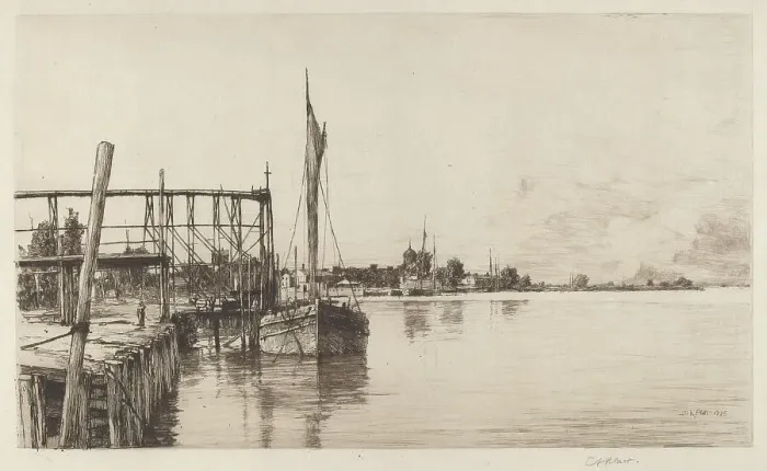 Framed Print : Connecticut River, 1885. Creator: Charles A Platt Framed Print : Connecticut River, 1885. Creator: Charles A Platt
