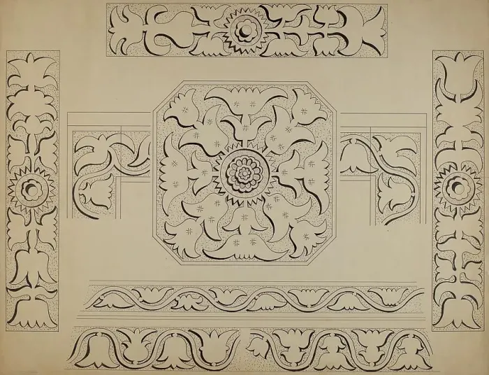 Framed Print : Connecticut-type Hadley Chest-Detail of Central Panel, c. 1936. Creator: Martin Partyka Framed Print : Connecticut-type Hadley Chest-Detail of Central Panel, c. 1936. Creator: Martin Partyka