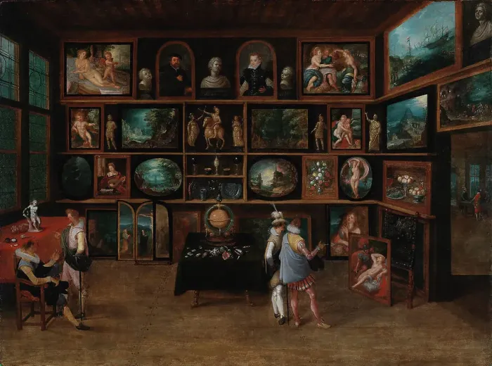 Framed Print : Connoisseurs at a gallery, c1598-1623. Creator: Hieronymus Francken II Framed Print : Connoisseurs at a gallery, c1598-1623. Creator: Hieronymus Francken II