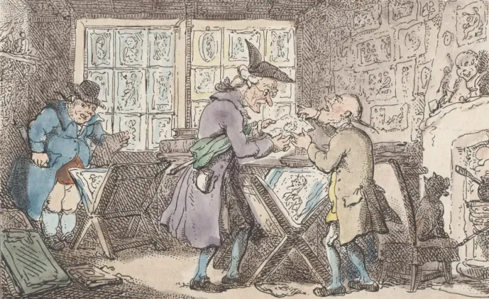 Framed Print : Connoisseurs-or Portrait Collectors !!!, 1807. 1807. Creator: Thomas Rowlandson
