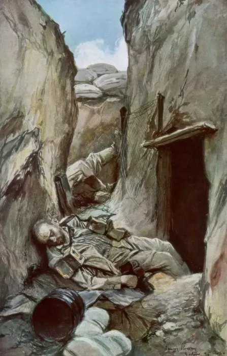 Framed Print : The Conquered Trenches of Perthes, Champagne, France, October 1915, (1926). Artist: Francois Flameng Framed Print : The Conquered Trenches of Perthes, Champagne, France, October 1915, (1926). Artist: Francois Flameng