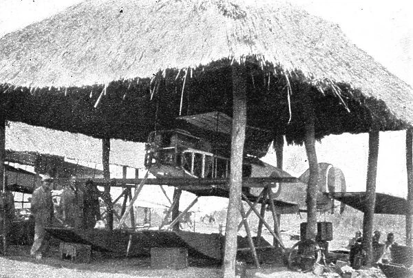 Conquest of German East Africa; An improvised aircraft hangar at Toa... 1917. Creator: Unknown