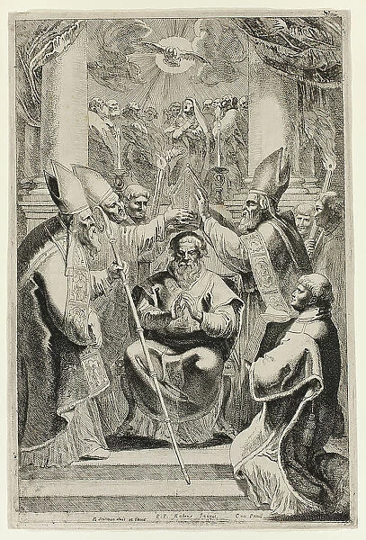 Consecration of the Bishop of Noyon with Scene of Pentecost Above, 1640 / 57. Creator: Pieter Soutman