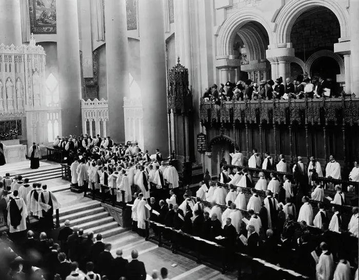 Framed Print : Consecration of the choir and the two chapels of the Cathedral of St. John the Divine, c1911. Creator: Frances Benjamin Johnston Framed Print : Consecration of the choir and the two chapels of the Cathedral of St. John the Divine, c1911. Creator: Frances Benjamin Johnston
