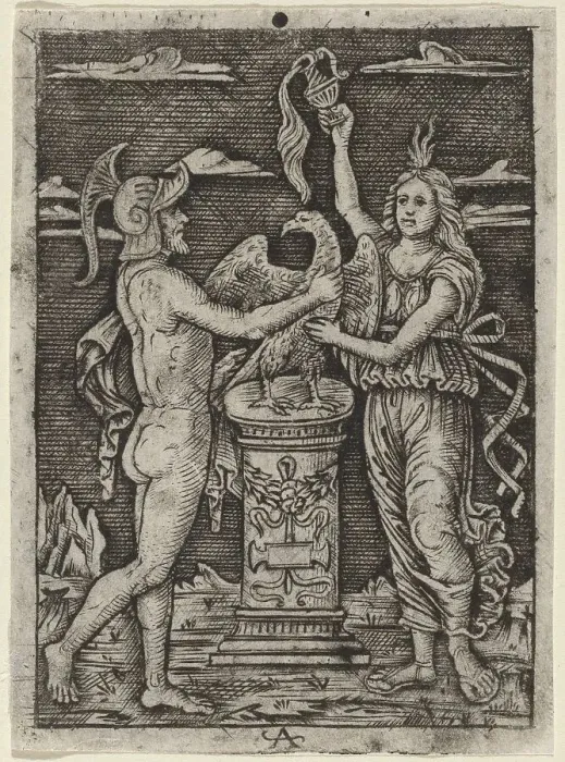 Framed Print : Consecration of an Eagle, c. 1500 / 1525. Creator: Unknown Framed Print : Consecration of an Eagle, c. 1500 / 1525. Creator: Unknown