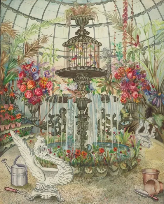 Framed Print : Conservatory Fountain, c. 1938. Creator: Perkins Harnly Framed Print : Conservatory Fountain, c. 1938. Creator: Perkins Harnly