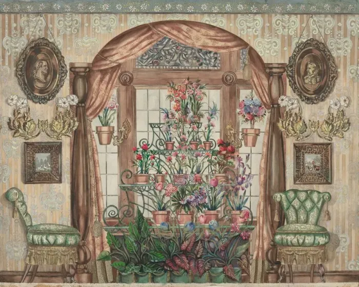 Framed Print : Conservatory Window with Flowers, 1935 / 1942. Creator: Perkins Harnly Framed Print : Conservatory Window with Flowers, 1935 / 1942. Creator: Perkins Harnly