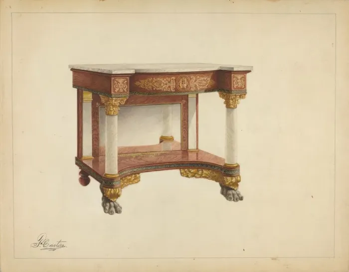 Framed Print : Console Table, c. 1953. Creator: Ferdinand Cartier Framed Print : Console Table, c. 1953. Creator: Ferdinand Cartier
