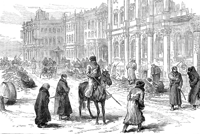 Framed Print : The Conspiracies in St. Petersburg: searching for mines in front of the Winter Palace, 1881. Creator: Unknown Framed Print : The Conspiracies in St. Petersburg: searching for mines in front of the Winter Palace, 1881. Creator: Unknown
