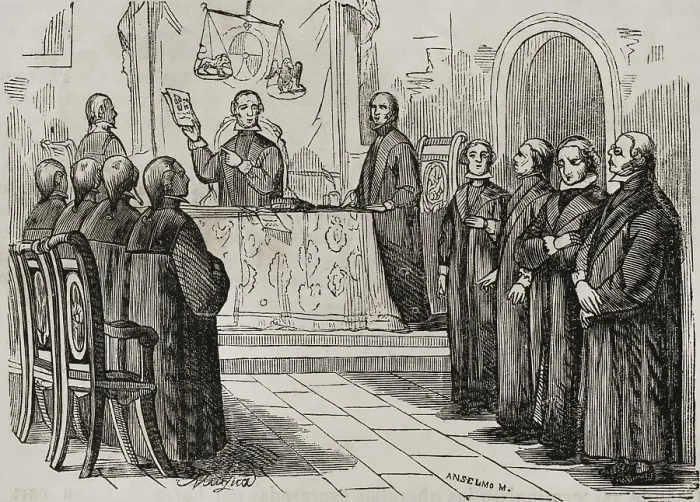 Framed Print : The conspiracy of El Escorial (1807): The El Escorial ruling, Spain, (1851). Creator: Unknown Framed Print : The conspiracy of El Escorial (1807): The El Escorial ruling, Spain, (1851). Creator: Unknown