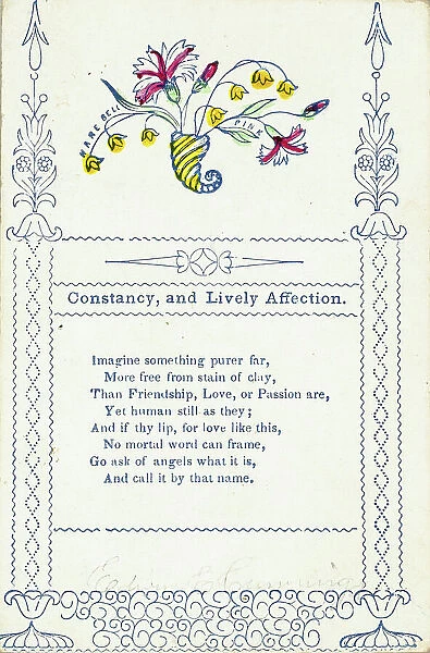 Constancy and Lively Affection (valentine), 1860 / 69. Creator: Unknown
