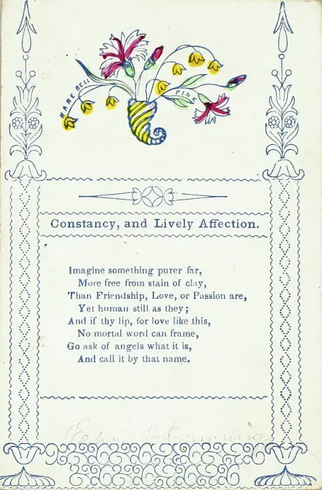 Framed Print : Constancy and Lively Affection (valentine), 1860 / 69. Creator: Unknown Framed Print : Constancy and Lively Affection (valentine), 1860 / 69. Creator: Unknown